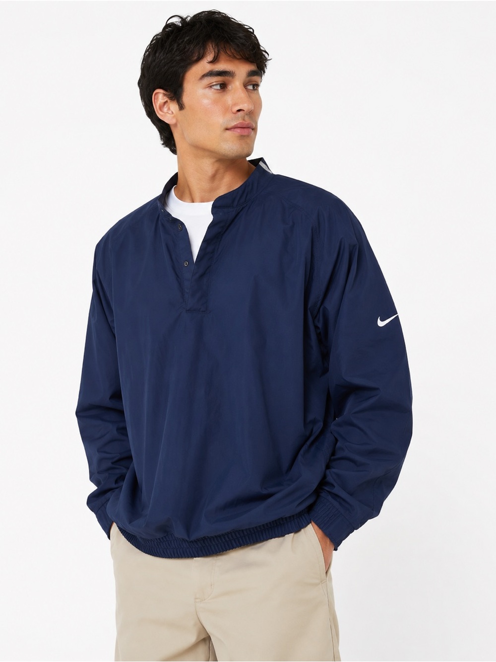 Nike Golf Men’s L Navy Pullover Windbreaker Jacket Quarter Snap Y2K Lightweight